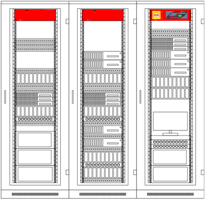 AGC Master and AGC Slave Extinguishing Apparatuses fitted into four joined cabinets