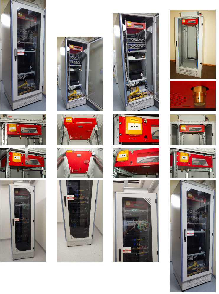 IT rack cabinets conforming to IP54 air-tightness standard fitted with automatic air-tightening unit and extinguishing system based on Extinguishing Apparatuses