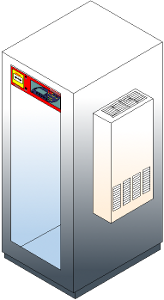 Air conditioned industrial IT rack cabinet IP54 with an installed ventilator